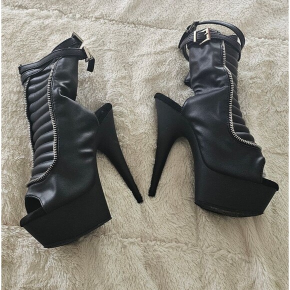 NEW! Open Toe/Heel Ankle Boot, Side Zip 6" Heel, Size 6 - Picture 5 of 7